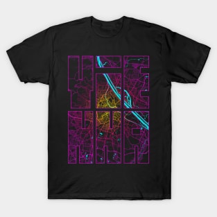 Vienna, Austria City Map Typography - Neon T-Shirt